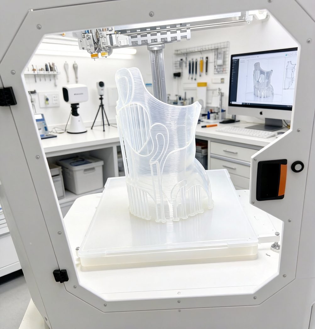 Impression 3D en cours — réalisation Ortho Espace 3D.